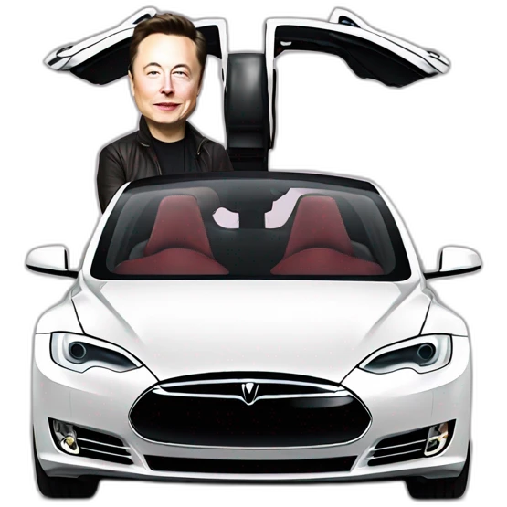 Elon musk with his tesla car emoji
