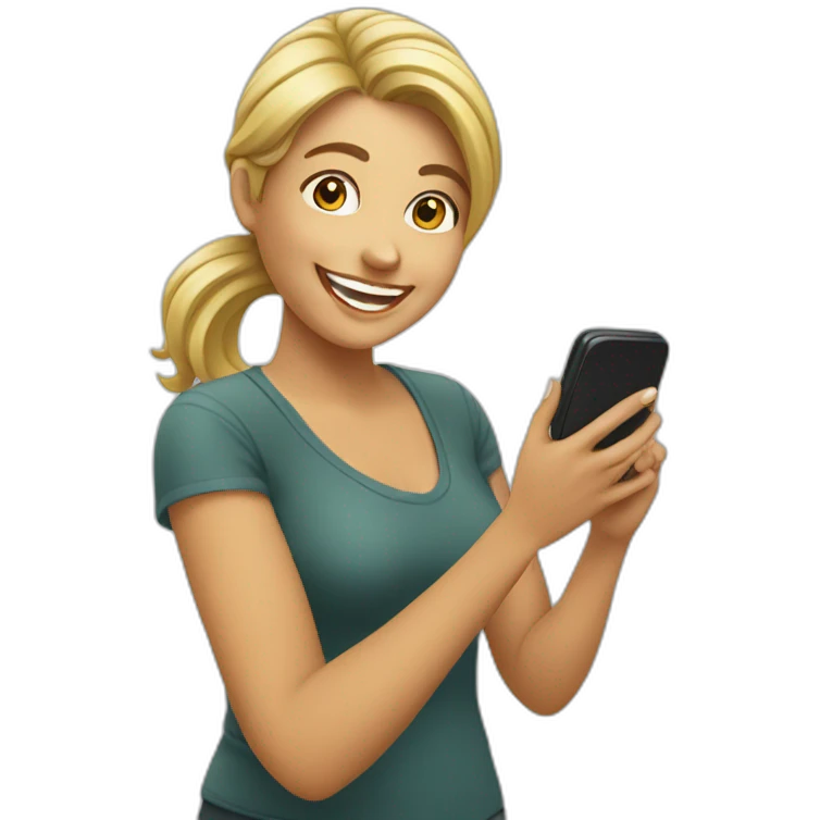 Happy Woman pressing phone  emoji