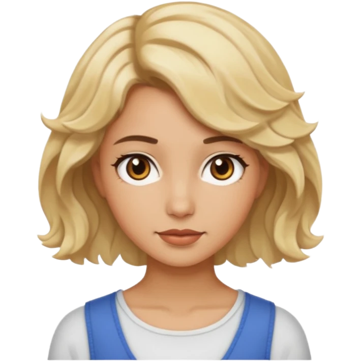 Wavy short blonde hair and brown eyes tan skin  emoji