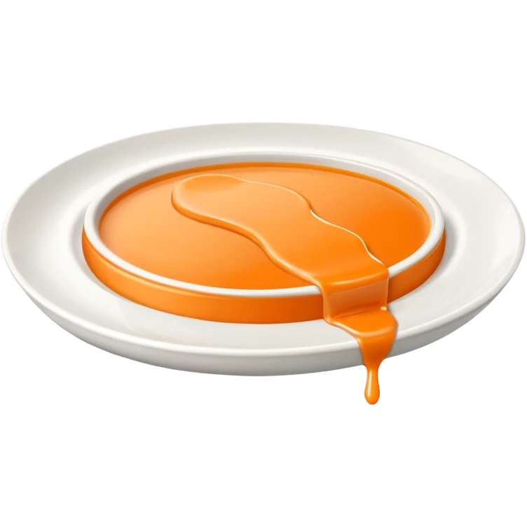 Minimal icon of a white plate with a thin, Michelin-style sauce drizzle in a C shape, using accent color #FF3D00. emoji