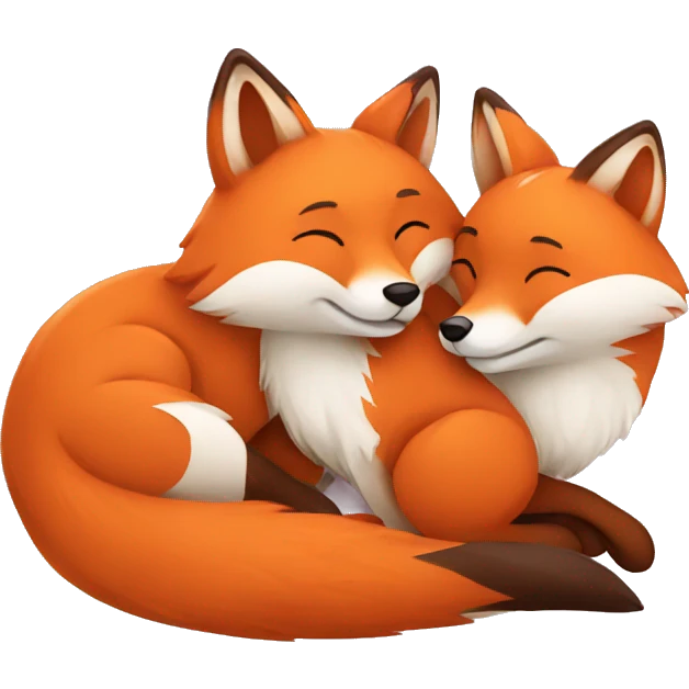 two fox snuggling emoji
