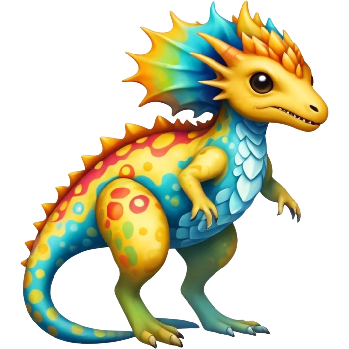 a colorful edgy vernid-fionbri-creature with splash patterns full body emoji