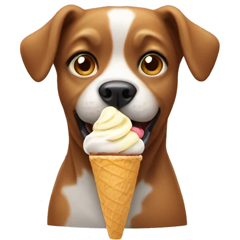 Dog eating icecream emoji
