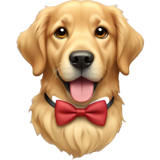 Golden retriever with a bowtie emoji