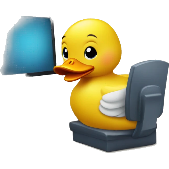 Rubber duck writing on computer  emoji