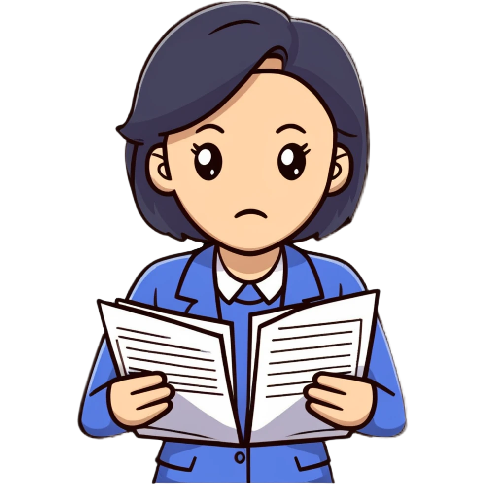 stressed teacher woman with papers emoji