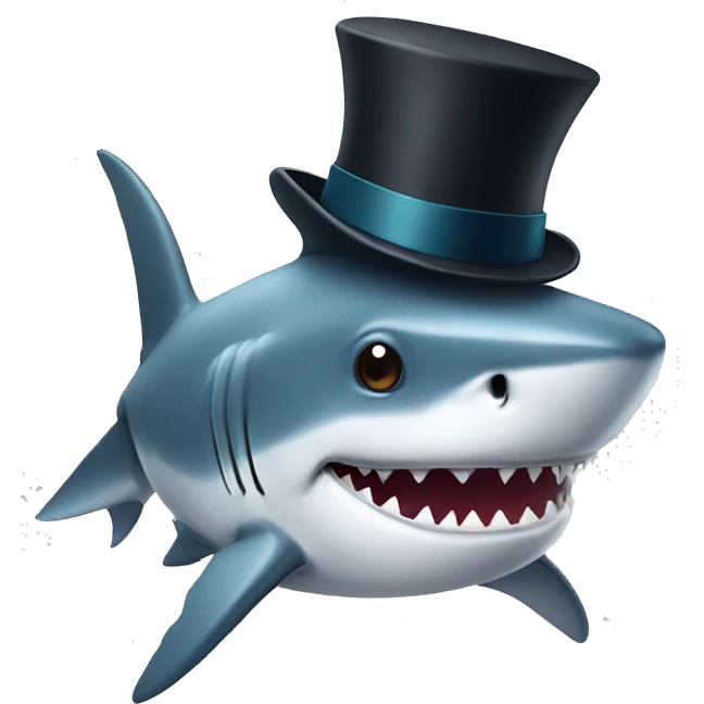 Shark with top hat  emoji