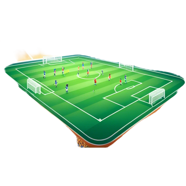 An icon featuring a large stadium with a football match in progress, players in action on the field, and a cheering crowd in the stands. Bright floodlights illuminate the pitch, creating an intense atmosphere of competition. The transparent background highlights the thrill of live sports events. emoji