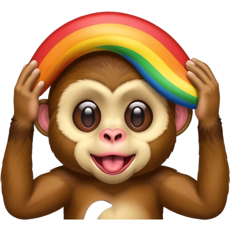 Rainbow monkey covering eyes with tongue sticking out  emoji