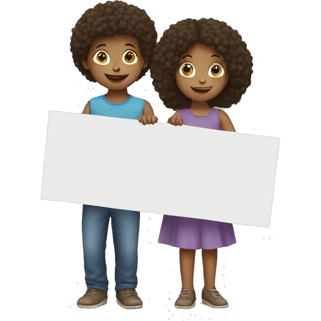 2 Children holding a sign emoji
