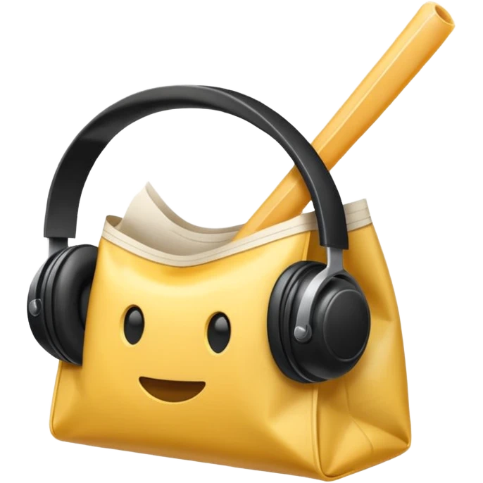 Une paille, de la farine dans un sac et casque audio emoji