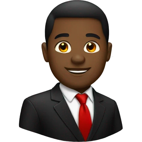 Black guy in black suite with red tie  emoji