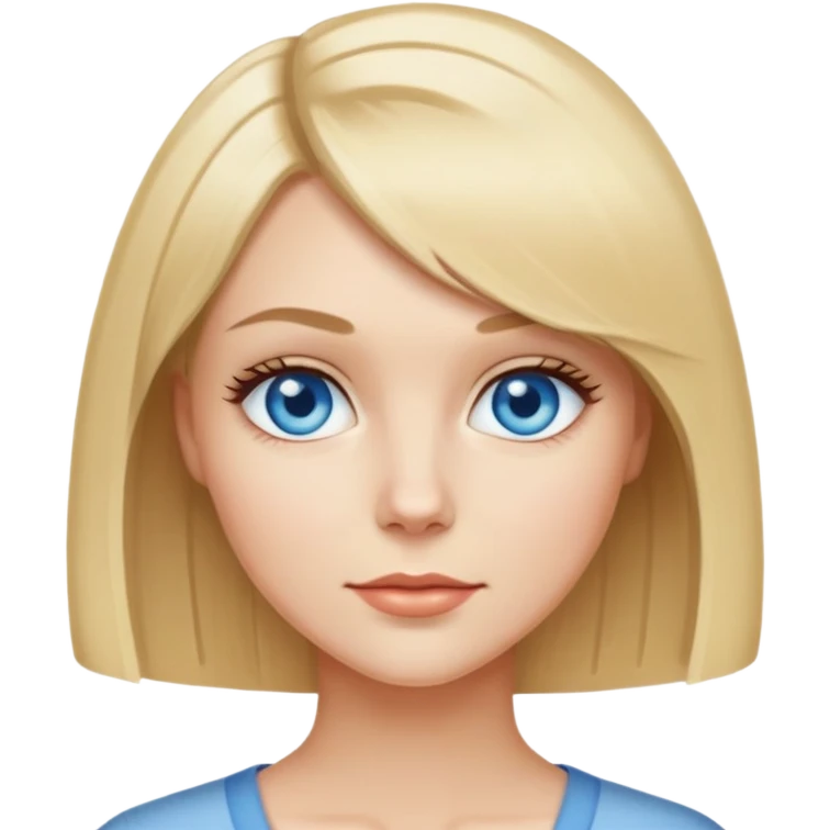 naked blue eyed blonde with bob emoji