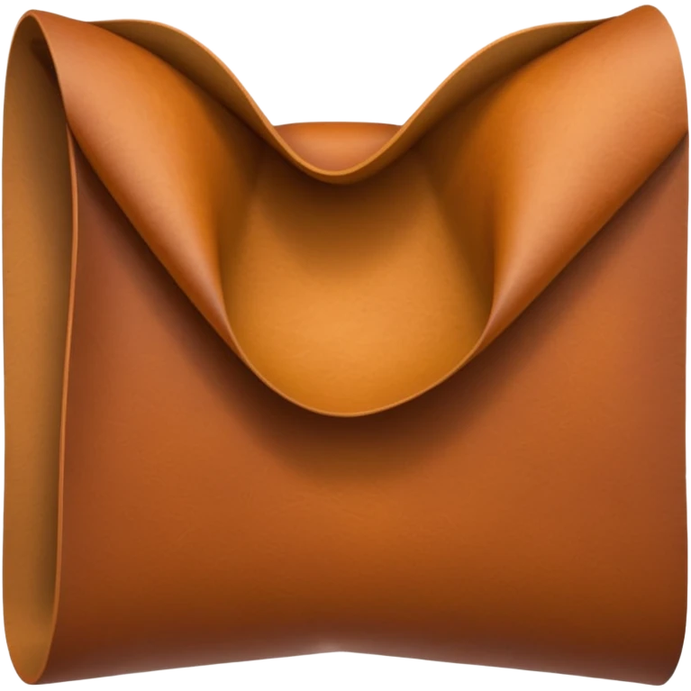 Apple-style 3D emoji of a rolled sheet of industrial leather, smooth surface, deep brown color, soft sheen, folded like fabric, with slight creases showing its texture. emoji