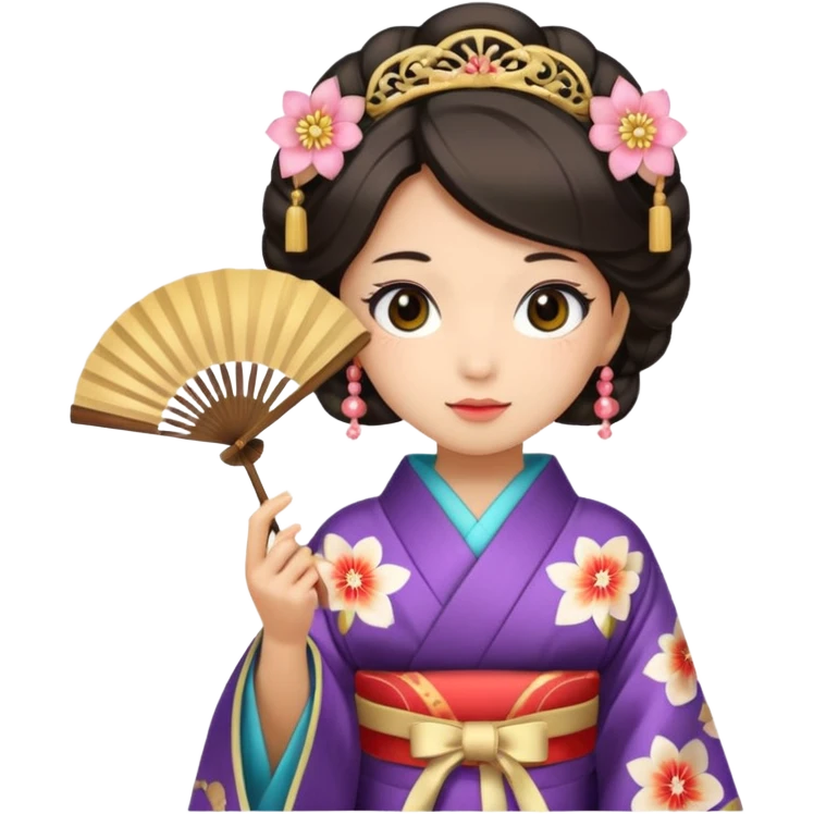 Kimono princess with fan emoji