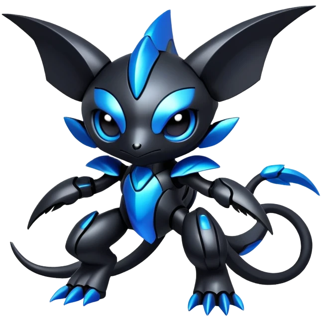 Modern futuristic black dark fakemon-creature with blue accents emoji