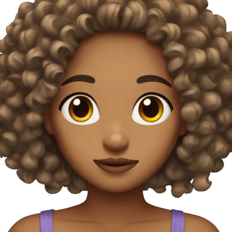 Brow girls with curly hair and brown eyes  emoji