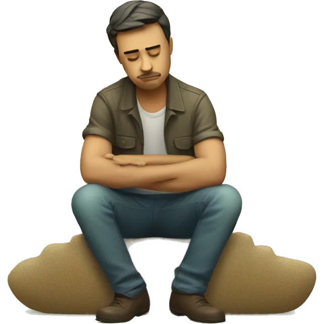 sad man sitting on little cactus emoji