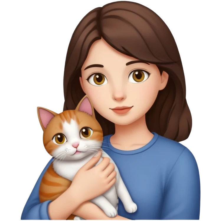 brunnete girl holding cat emoji