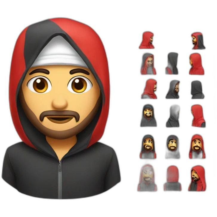 Arab with red and with cagoule emoji