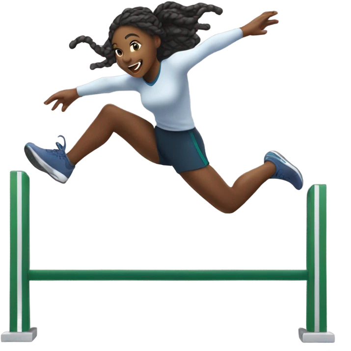 Black girl with braids jumping over a hurdle  emoji