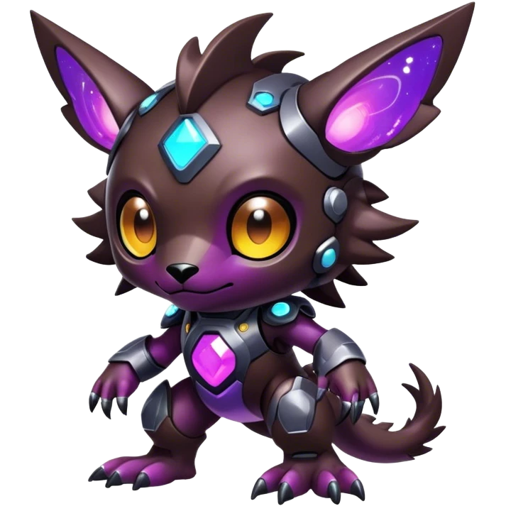 Cute cool colorful futuristic dark nebula fantasy-Digimon-animal-hybrid full body emoji