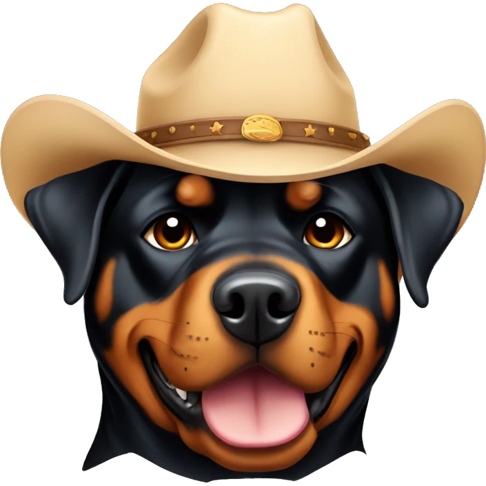 Rottweiler wearing cowboy hat emoji