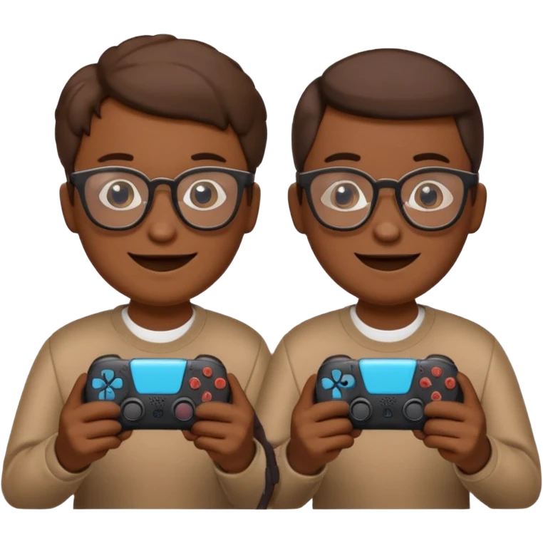 Two poops emojis wearing glasses and each on holding ps5 controller emoji