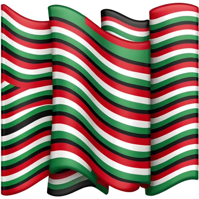 African American flag, The flag takes the stars and stripes design of the United States flag and replaces the red, white, and blue with green, red, and black The canton in the upper left corner is green with 50 black stars, while the thirteen stripes alternate between red and black emoji