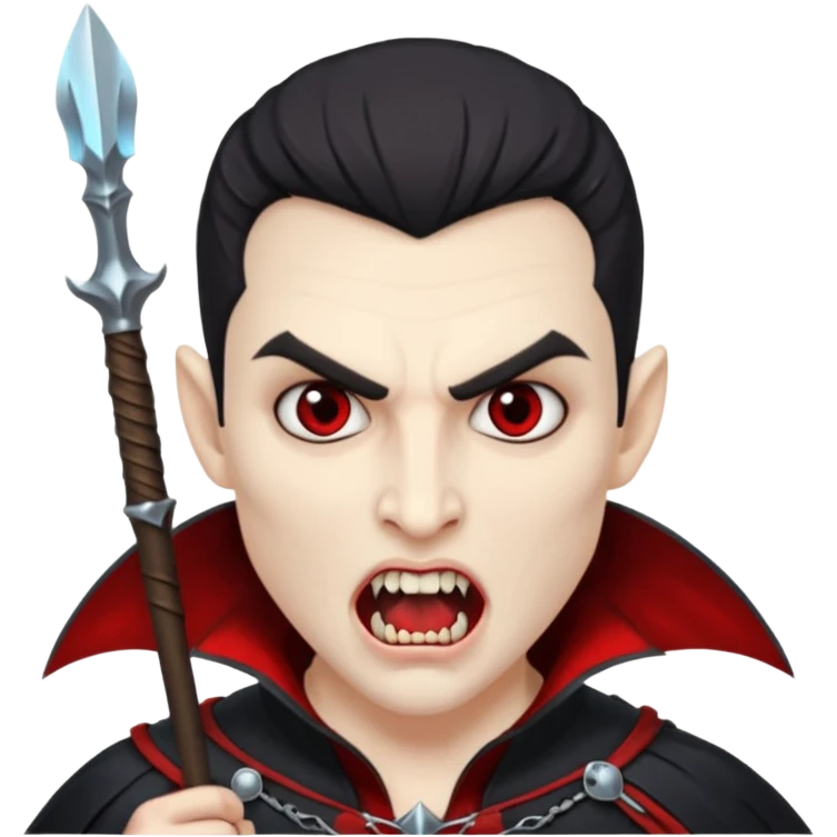 vampire guard with spear open mouth emoji