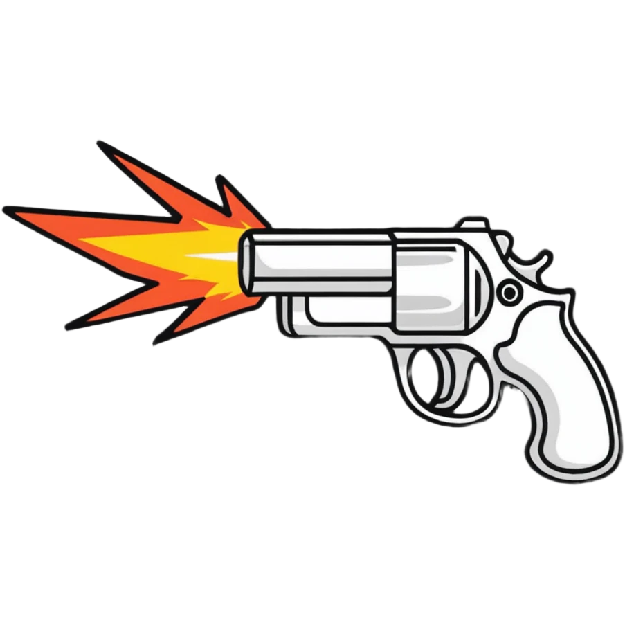 Cartoon gun blast with action effects emoji