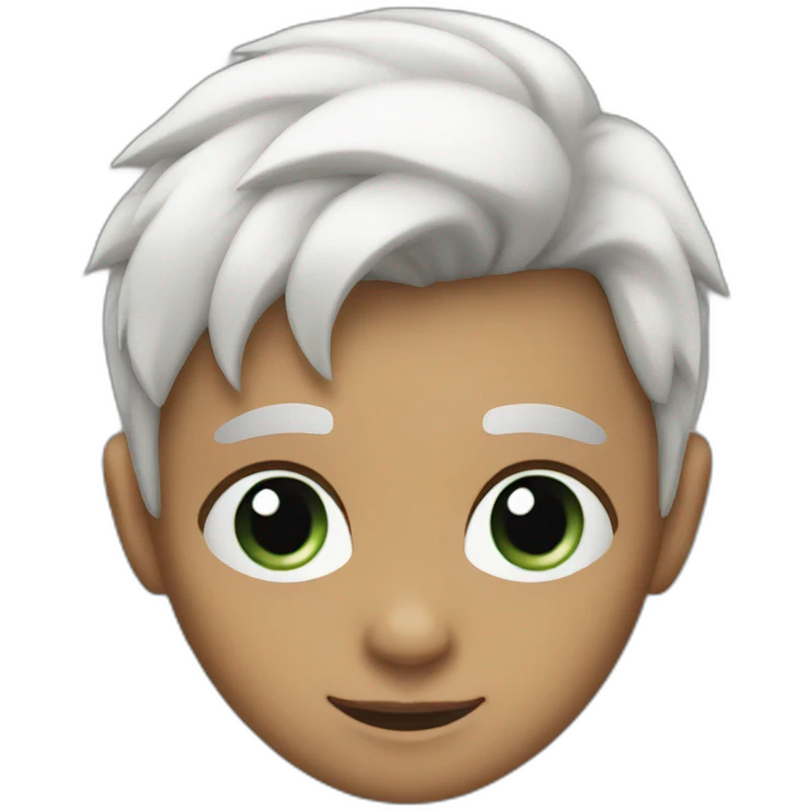 small person with pointy ears, short white hair smiling emoji