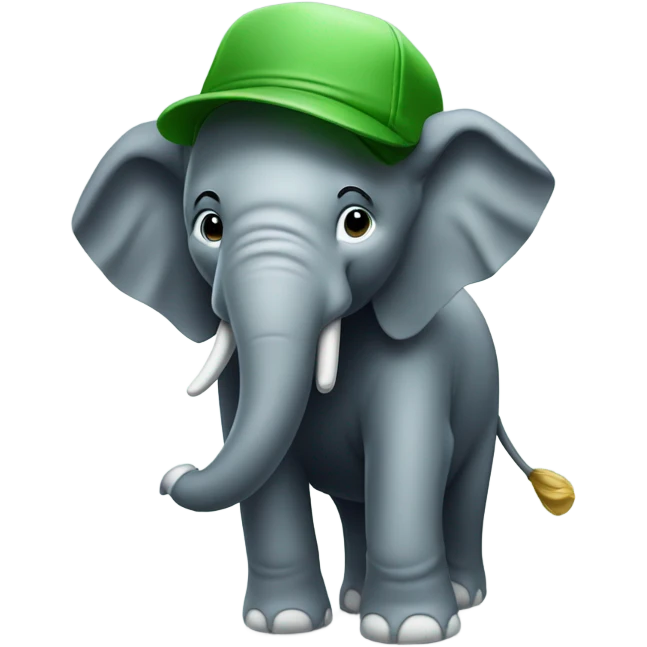 Elefante con una gorra verde y un bate  emoji