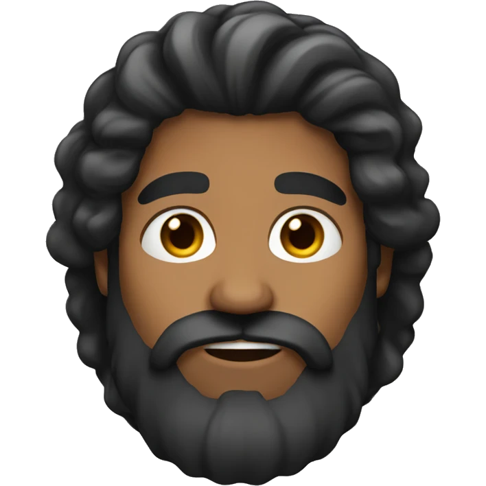 brown man long black hair and very long beard emoji