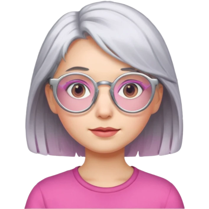 Silver hair pink glasses girl emoji