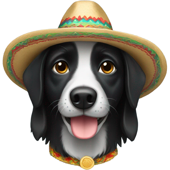 Black dog wearing sombrero emoji