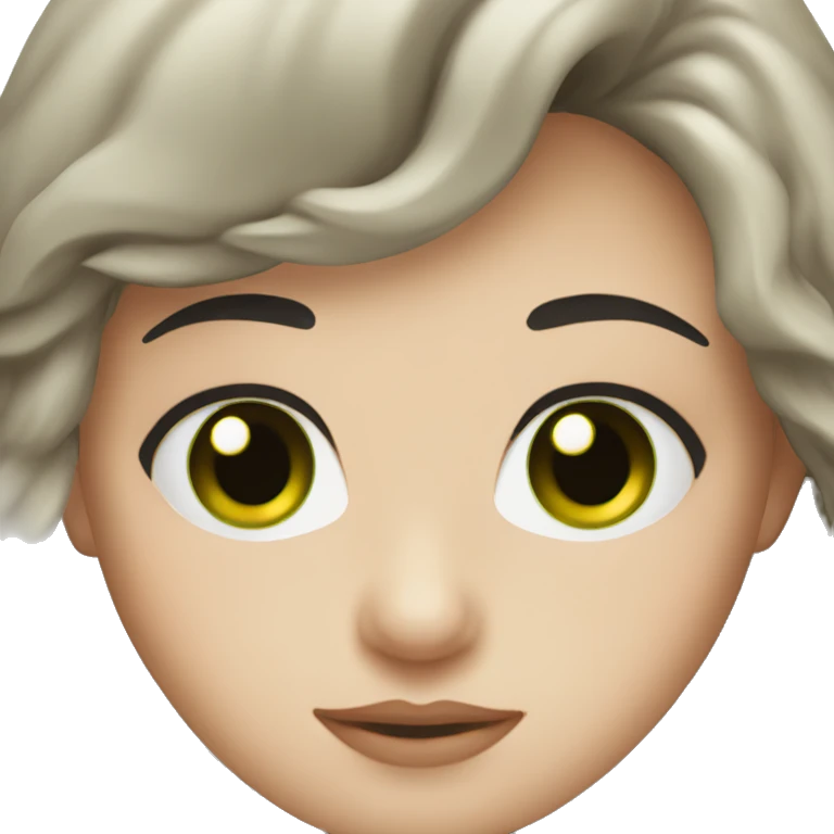 white skin, green eyes brown hair with black eyebrows emoji