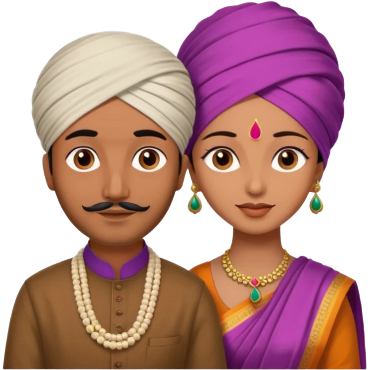 Brown colored Indian Husband with wheatish colored Indian wife emoji