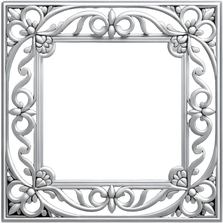 Black and silver filigree page border, 3D, extremely detailed design emoji