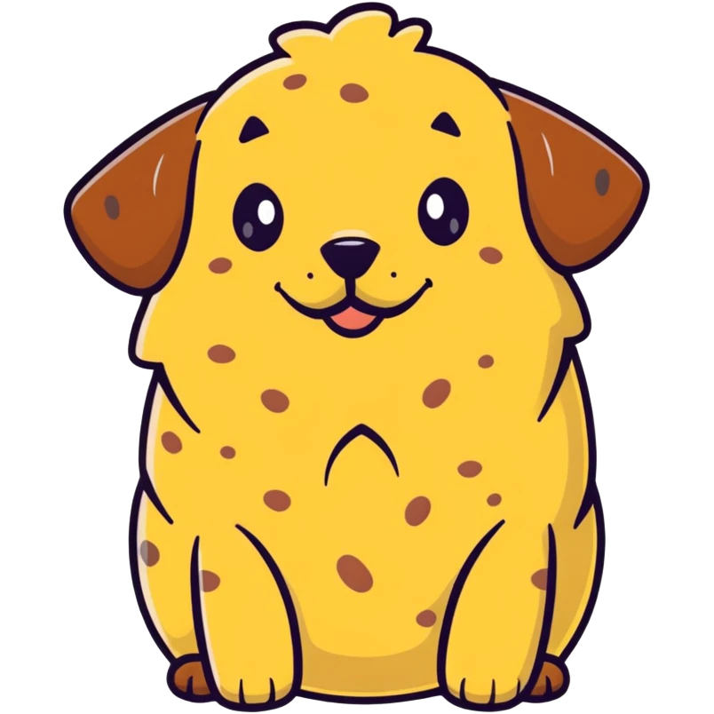 A cartoon dog emoji with a potato-like texture and brown speckles — looks like a potato dog. emoji
