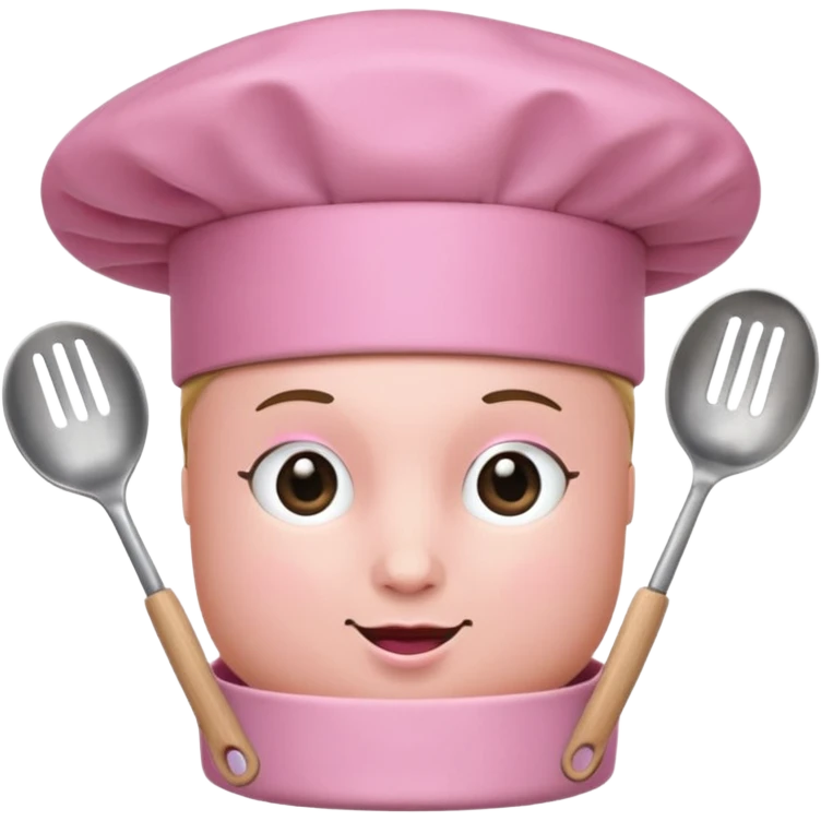 Pink chef hat with pink cooking utensils emoji