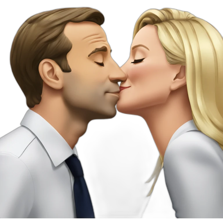 Emmanuel Macron kissing marine le pen emoji