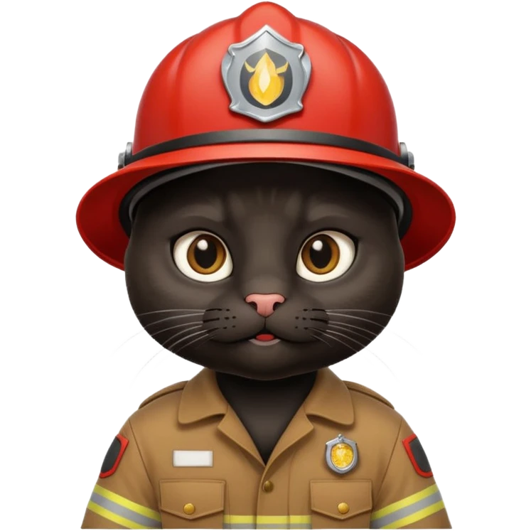 Fireman black Cat, brown cloth emoji
