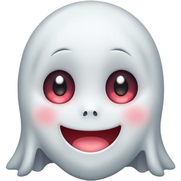 little cute ghost is smiling with blushed face, only face cute anime eyes emoji