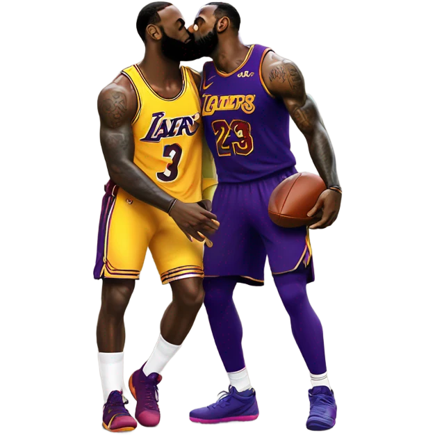 Lebron James smooching a football player emoji