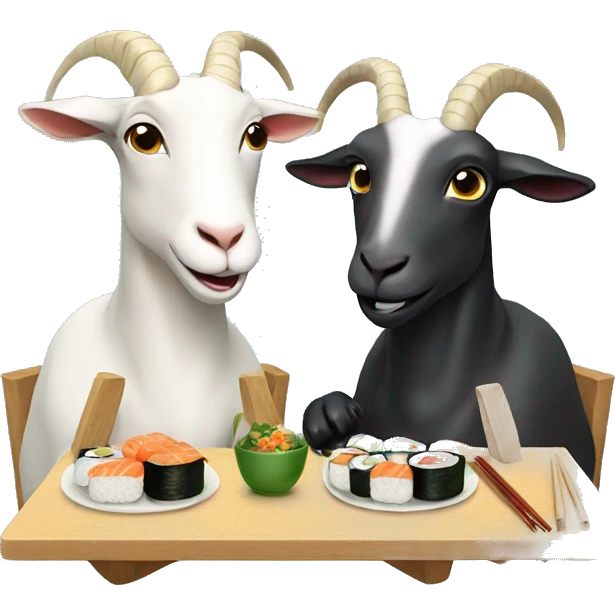two goats eating sushi emoji