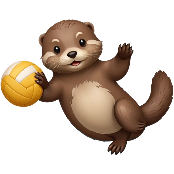 adorable otter floating on its back on water holding a volleyball on its tummy emoji