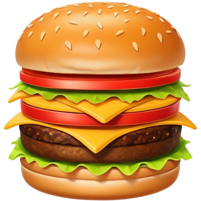 A clean and simple icon of fast food in emoji-style illustration. A burger with fries, bright and bold colors, simple shapes, flat design, high contrast, inviting and appetizing. emoji