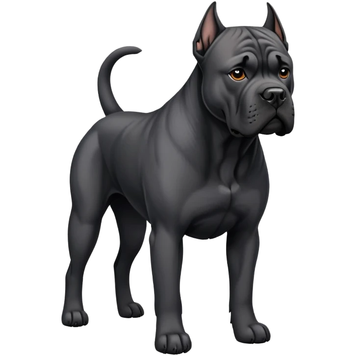 black Cane Corso dog with cropped ears and short tail emoji