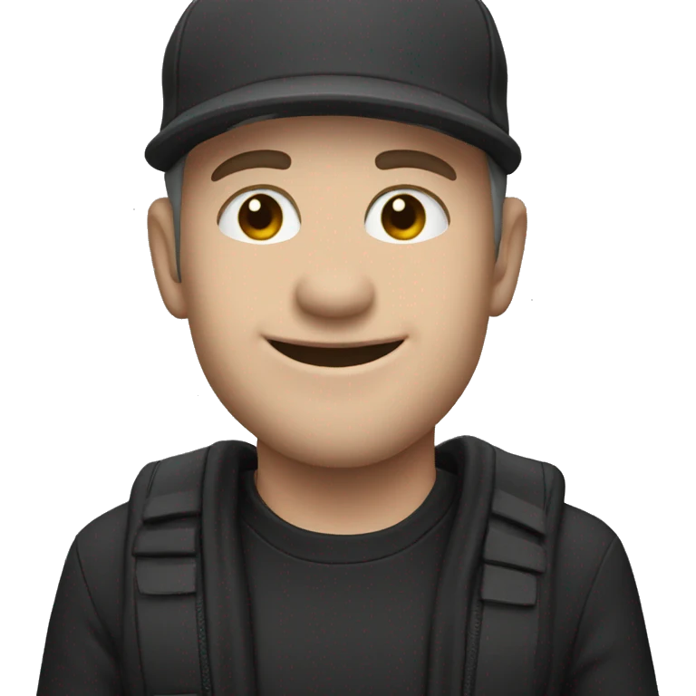 happy guy in black outfit emoji | AI Emoji Generator
